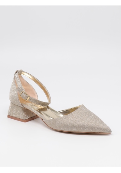 Nesilshoes Nesil Shoes Ermod 301 Altın Simli Topuklu Kadın Ayakkabı Altın Sim
