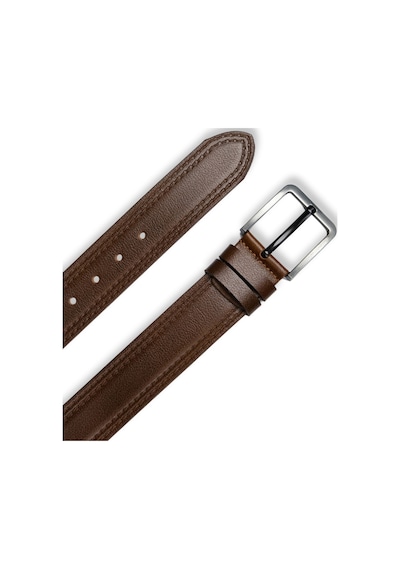 Mft Leather Hakiki Deri Kemer - Kahve, 4,5 Cm, Çift Dikiş Desen 8586 Kahve