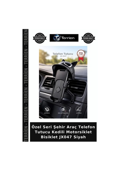 Özel Seri Şehir Araç Telefon Tutucu Kedili Motorsiklet Bisiklet Jx047 Siyah