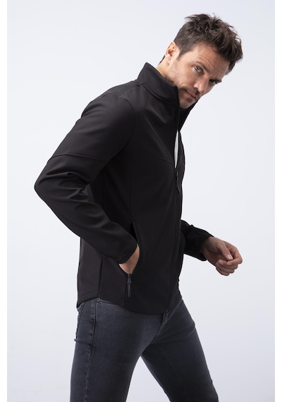 Tommylife Tommy Life Siyah Fermuarlı Dik Yaka Su Ve Rüzgar Geçirmez Softshell Erkek Mont - 88050 Siyah