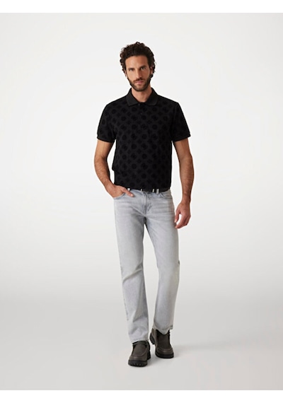 Ss Flocked Erkek Polo T-shirt Siyah