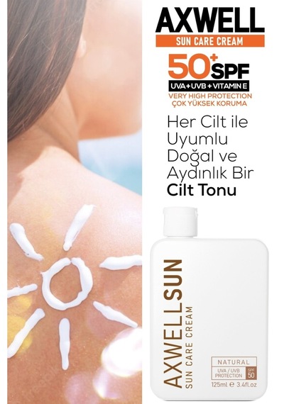 Axwell Sun Care Cream Leke Karşıtı Güneş Koruyucu Krem SPF50+ 125 ML