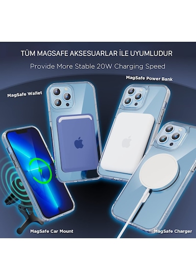Apple Uyumlu iPhone 13 Pro Kilif 6.1 Inç Seffaf Magsafe Kamera Korumali 556399814