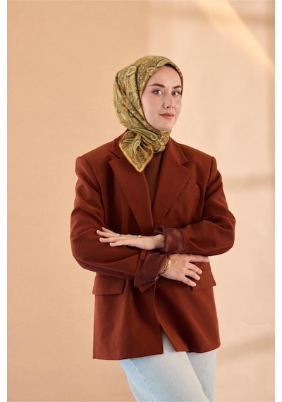 Silk Home Yaz Esintisi Eşarp 150002-24 Hardal, Yeşil, Süpürge Sarısı