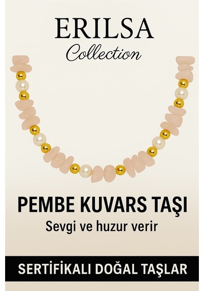 Sertifikalı Kırık Taşlı Model Pembe Kuvars Taşı Kolye Sevgi Ve Şefkat si Çok Renkli