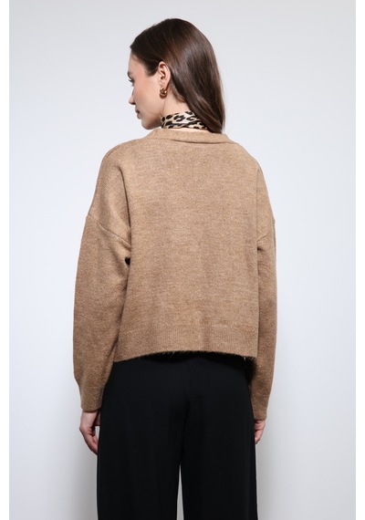 Antioch Yün Karışımlı Hırka Camel