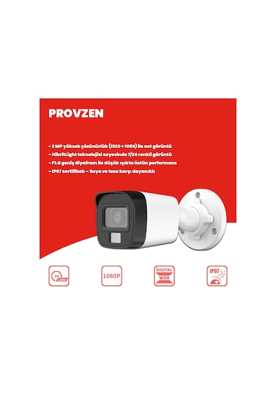 Provzen Hikvision 15 Kamera Hibrit Colorvu Full Hd Güvenlik Kamera Olay Anında Bildirim