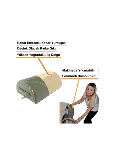 Bambu Serisi Masa Altı Ayaklık Yastık Haki Renk Çok Renkli