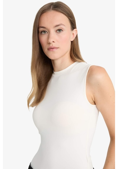 Defacto Slim Fit Dar Kesim Yarım Balıkçı Yaka Kolsuz Çıtçıtlı Body F9794ax25hser105 Ekru