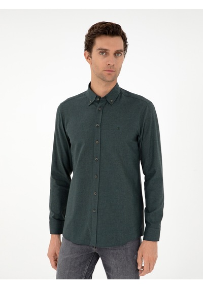 Cacharel Koyu Yeşil Slim Fit Uzun Kollu Gömlek Cacharel Koyu Yeşil Slim Fit Uzun Kollu Gömlek