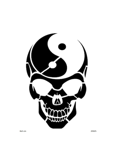 Airbrush Tattoo İskelet Ve Ying Yang Yapışkanlı Stencil Süsleme Ve Boyama Kalıbı