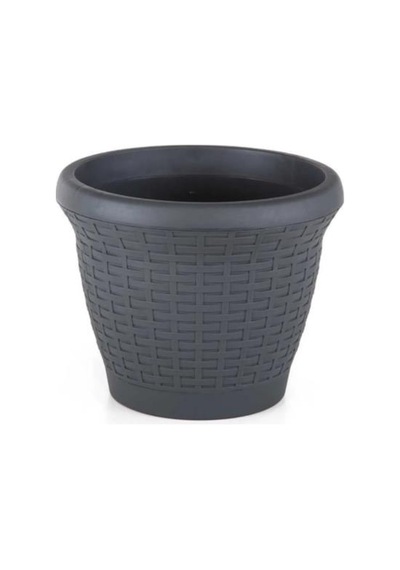 Omnipazar So-hs02 Plastik Hasır Desenli Dekoratif Saksı 6 Litre No 2 Antrasit 116