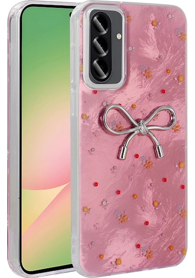 Samsung Uyumlu Galaxy A56 Kılıf Kamera Korumalı Figürlü Zore Ponti Silikon Kapak Açık Pembe