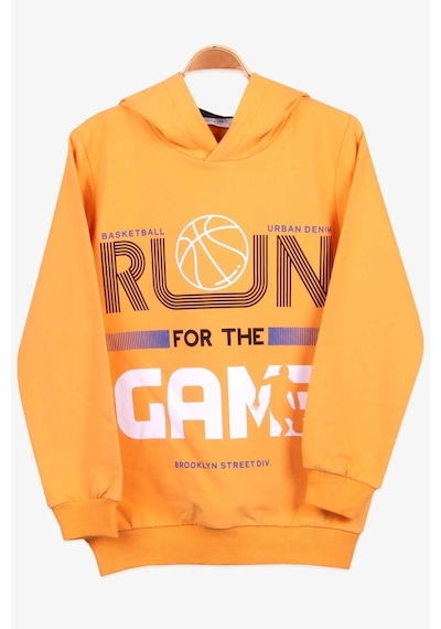 Breeze Basketbol Temalı Hardal Sarı Erkek Çocuk Sweatshirt (8-12 Yaş)