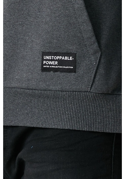MMetalic Antrasit Erkek Kapüşonlu Kanguru Cepli Sweatshirt