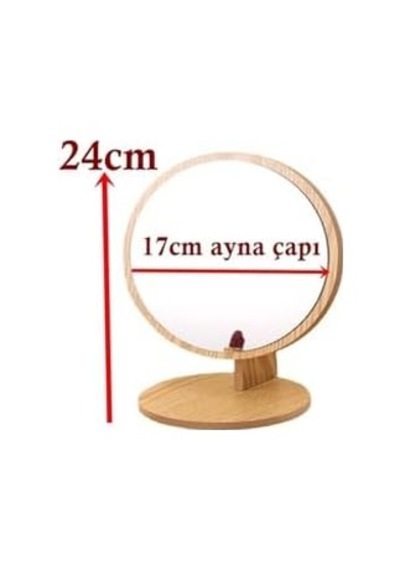 Gaman Yeni Model 8 -ahşap Tasarım Masaüstü Oda Dekorasyon Makyaj Yuvarlak Ayna -mş- .
