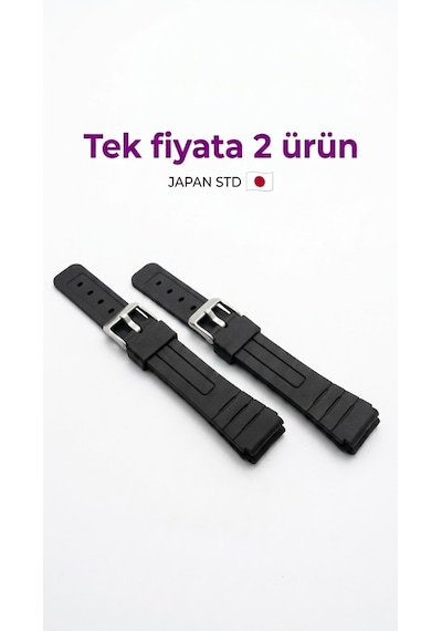 Casio F-91w F-105w Uyumlu Metal Tokalı Silikon Saat Kordonu Siyah