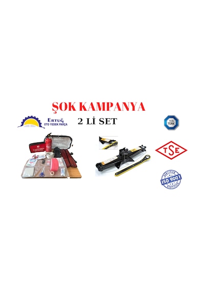 Trafik Seti + Oto Cırcırlı Kriko Makas Tip 1.5 Ton