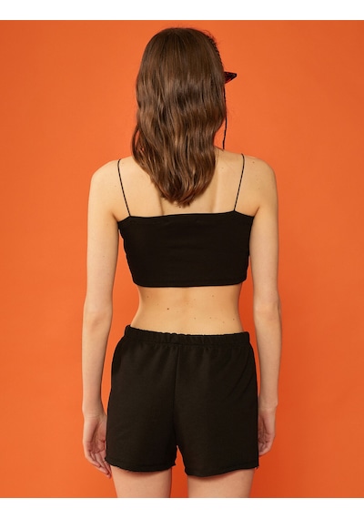 Koton Crop Atlet İnce Askılı Siyah 1yal38078ık