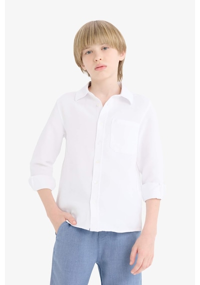 Defacto Erkek Çocuk Polo Yaka Oxford Uzun Kollu Gömlek T8854a625auwt34 Beyaz