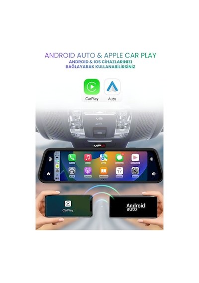 10" Dokunmatik 4k Android Auto Car Play / Wi-fi / Bt Tf Kartlı Çift Lens Araç Kamerası