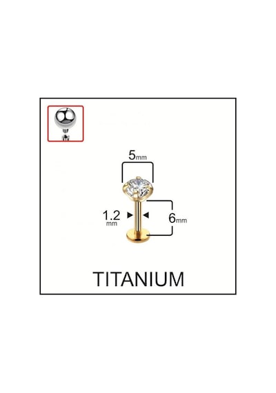 %100 G23 Titanyum Zirkon Tek Taşlı Pırlanta Model Kıkırdak Conch Tragus Labret Piercing Gümüş - Mor