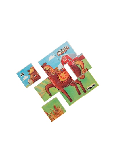 Pilsan Hayvan Serisi 9 Parça Puzzle Set 03-355-kahverengi At