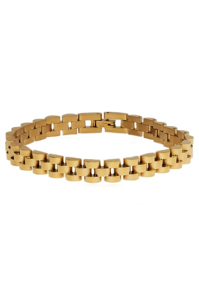 Erkek Hasır Model 1 Cm Kalınlığında Çelik Bileklik Gold