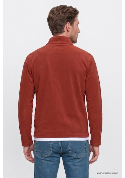Ac&Co / Altınyıldız Classics Erkek Acıkahve Sıcak Tutan Standart Fit Normal Kesim Bato Yaka Çift Fleto Cepli Sweatshirt Polar