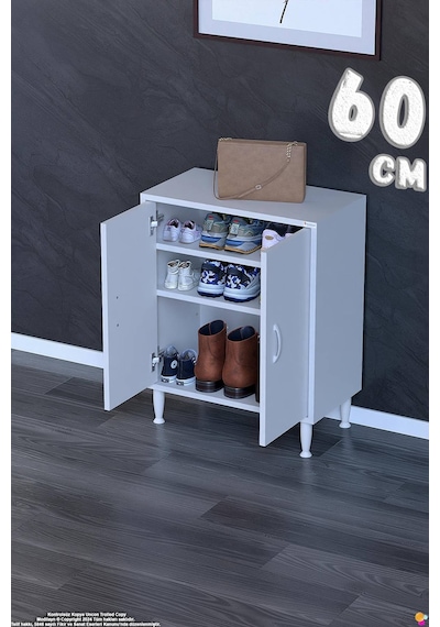 Bulut Ayakkabılık - Kapaklı 2 Raf 3 Bölmeli Dar Alanlar İçin Çok Amaçlı Dolap 60 Cm Beyaz Bulut Ayakkabılık - Kapaklı 2 Raf 3 Bölmeli Dar Alanlar İçin Çok Amaçlı Dolap 60 Cm Beyaz