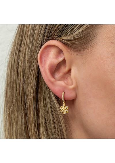 Stillove Gümüş Sallantılı Gold Çiçek Kadın Küpe T8816 Gold