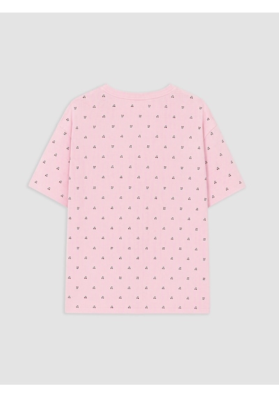 Lcw Dream Ekru Bisiklet Yaka Desenli Kadın Pijama Üst