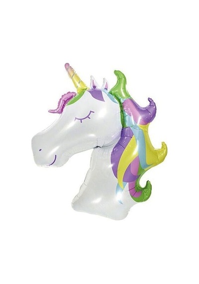Unicorn Boynuzlu At Folyo Balon 100x73 Cm Doğum Günü Parti Dekorasyonu Çok Renkli