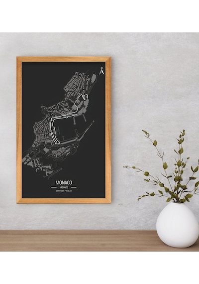 Bk Gift Monaco Pist Tasarımlı Dekoratif Retro Ahşap Çerçeveli Tab