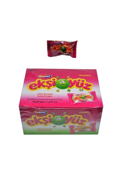 Saadet Ekşiyüz 3.5 Gr x 100 Adet Çilek Aromalı Sakız 2 Paket