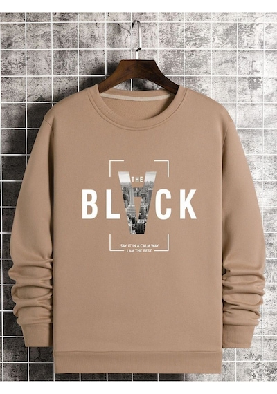 Altamira Unisex Black Baskılı Bisiklet Yaka Oversize Sweatshirt 001
