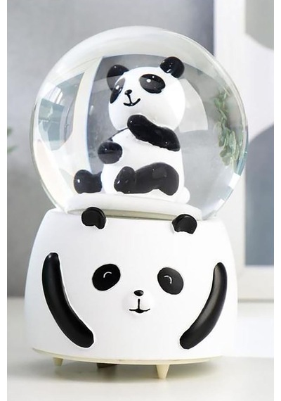3d Sevimli Panda Orta Boy Işıklı Panda Temalı Kar Küresi Işıklı Panda Temalı Kar Küresi