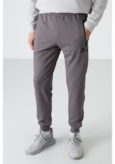 Tommy Life Koyu Gri Fermuar Cepli Standart Kalıp Jogger Erkek Eşofman Alt - 84587 Koyu Gri
