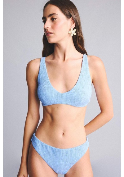 Defacto Regular Fıt Kırışık Dokulu Kumaş Mavi Bikini Üstü G3996ax26smbe552 Mavi-be552