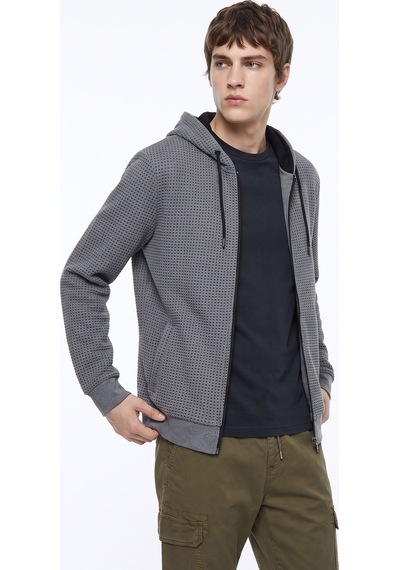 Discovery Expedition D6wm-swt3772 Gri Kapüşonlu Rahat Jakarlı Erkek Sweatshirt Gri Melanj