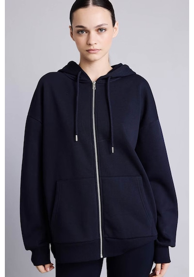 Defacto Pamuklu Oversize Kapüşonlu Lacivert Kadın Sweatshirt V4233az/nv241