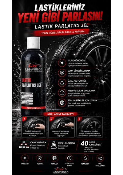 Lastik Parlatıcı Jel 500 Ml- Ekstra Parlak Ve Uzun Ömürlü Koruyucu Jel