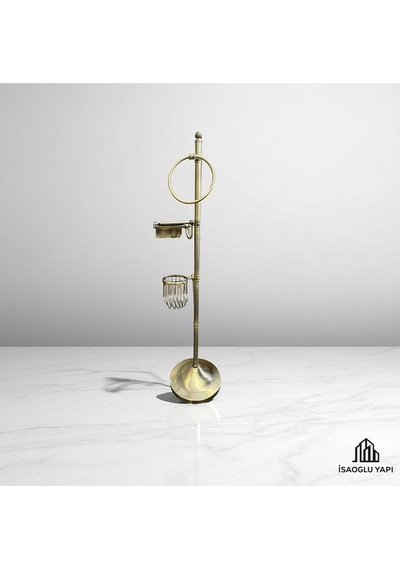 İsaoğlu Yapı Antik Gold Tuvalet Kağıtlık Klozet Fırçası Ve Havluluk Komple Ayaklı Set Pirinç Materyal Gold