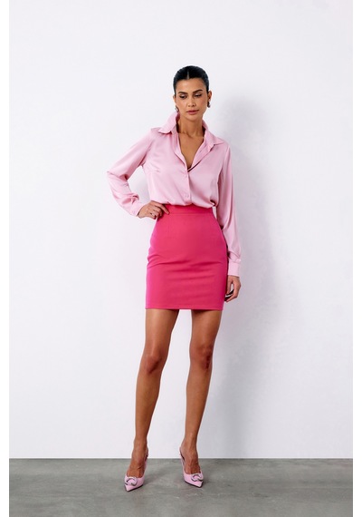 Sateen Saten Gömlek - Pembe-135044 Pembe