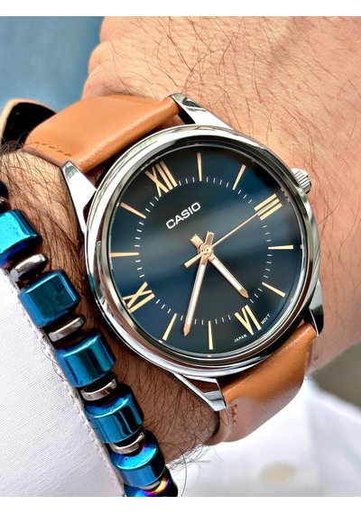 Casio Kahverengi Klasik Model   Deri Kordon Erkek Kol Saati + Bileklik Hediyeli Nda93