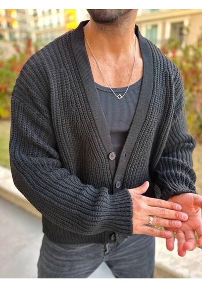Elku Moda Hırka Triko Örgülü Desenli Örgü Hırka Şal Yaka Tüylenmez Naturel Pamuk Düğmeli Hırka Siyah Elku Moda Hırka Triko Örgülü Desenli Örgü Hırka Şal Yaka Tüylenmez Naturel Pamuk Düğmeli Hırka Siyah