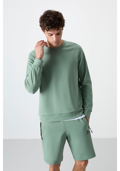 Tommy Life Açık Yeşil Basic O Yaka Rahat Form Erkek Sweatshirt - 88053 CAMEL
