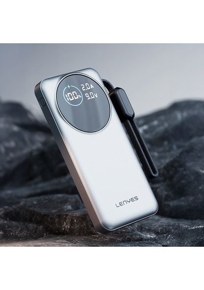 Lenyes Px2004d Dijital Led Ekranlı Lightning Kablolu Powerbank 22.5w 20.000mah Gümüş