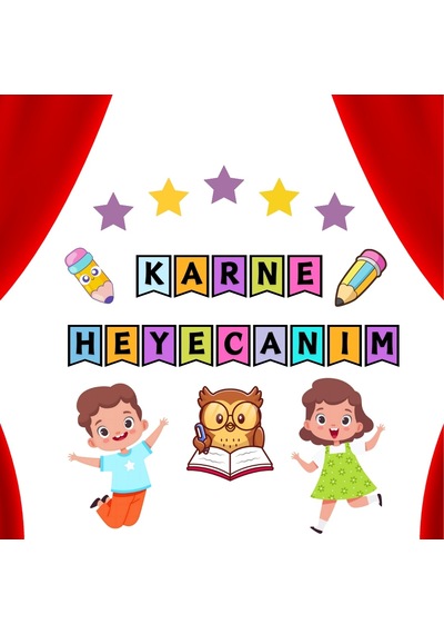 Karne Günü Okul Pano Süsü Karne Heyecanım Yazılı Renkli