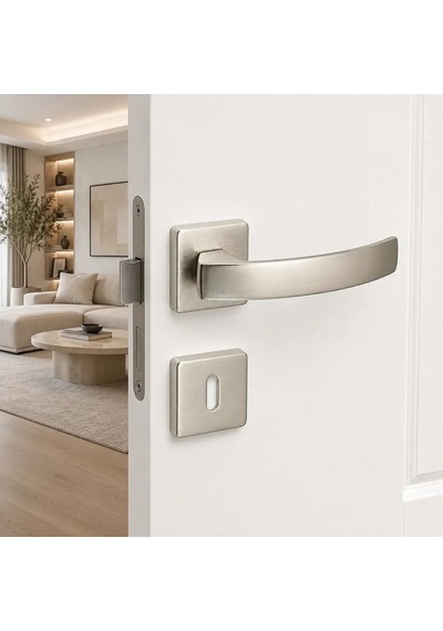 Sese Arya Modeli Kare Rozetli Oda Kapı Kolu Inox 200-202r-01-53